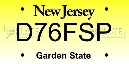 D76FSP New Jersey License Plate