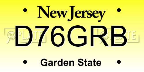 D76GRB New Jersey License Plate
