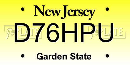 D76HPU New Jersey License Plate