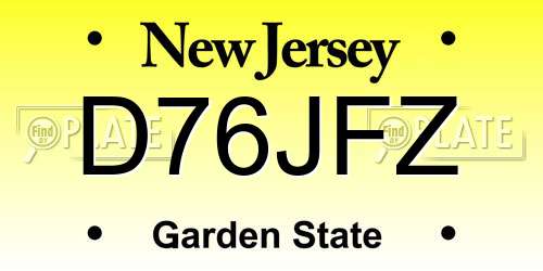 D76JFZ New Jersey License Plate