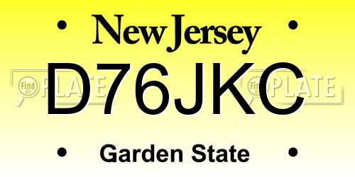 D76JKC New Jersey License Plate