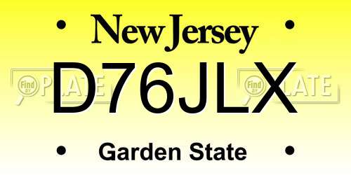 D76JLX New Jersey License Plate