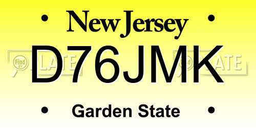 D76JMK New Jersey License Plate