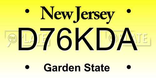 D76KDA New Jersey License Plate