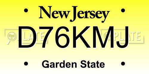 D76KMJ New Jersey License Plate