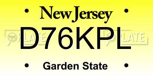 D76KPL New Jersey License Plate