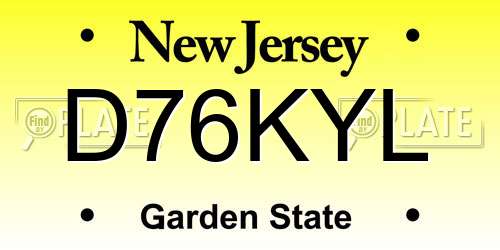 D76KYL New Jersey License Plate
