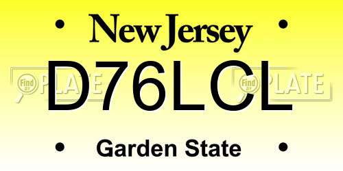 D76LCL New Jersey License Plate