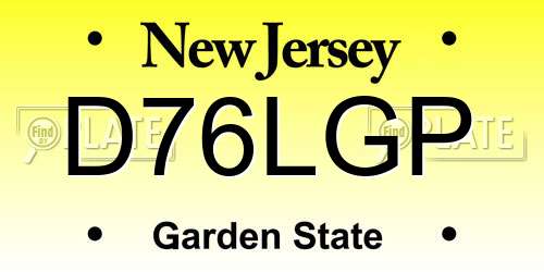 D76LGP New Jersey License Plate