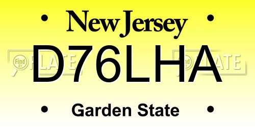D76LHA New Jersey License Plate