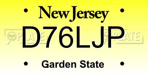 D76LJP New Jersey License Plate