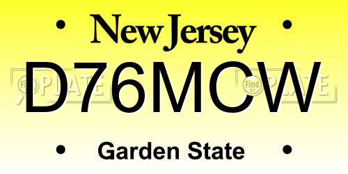 D76MCW New Jersey License Plate