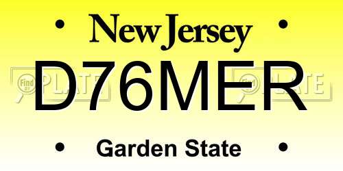 D76MER New Jersey License Plate