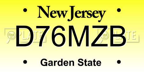 D76MZB New Jersey License Plate