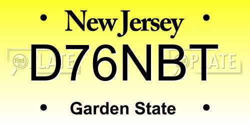 D76NBT New Jersey License Plate