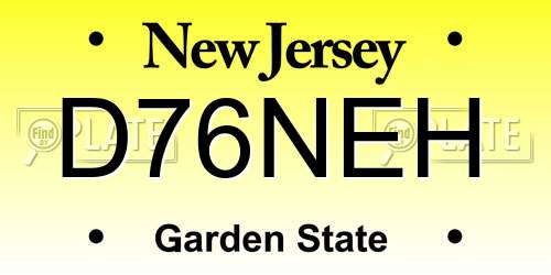 D76NEH New Jersey License Plate