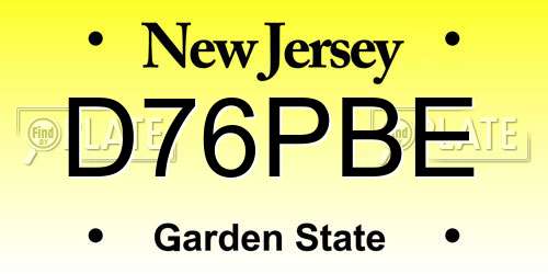 D76PBE New Jersey License Plate
