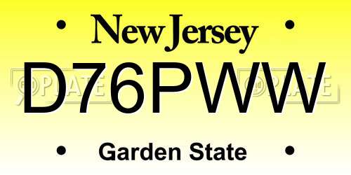 D76PWW New Jersey License Plate
