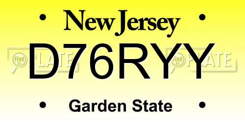D76RYY New Jersey License Plate