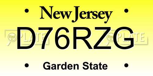 D76RZG New Jersey License Plate