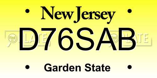 D76SAB New Jersey License Plate