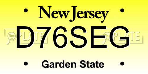 D76SEG New Jersey License Plate