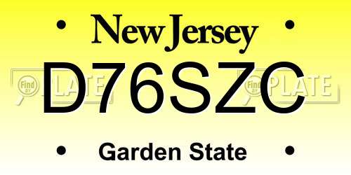 D76SZC New Jersey License Plate
