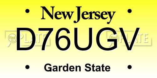D76UGV New Jersey License Plate
