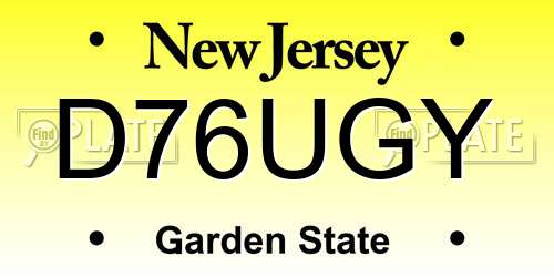 D76UGY New Jersey License Plate