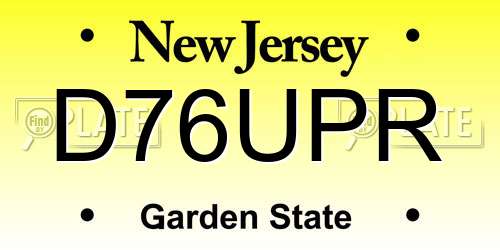 D76UPR New Jersey License Plate