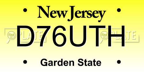 D76UTH New Jersey License Plate