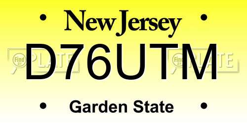 D76UTM New Jersey License Plate