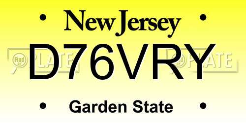 D76VRY New Jersey License Plate