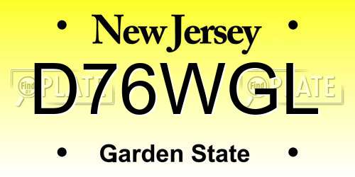 D76WGL New Jersey License Plate
