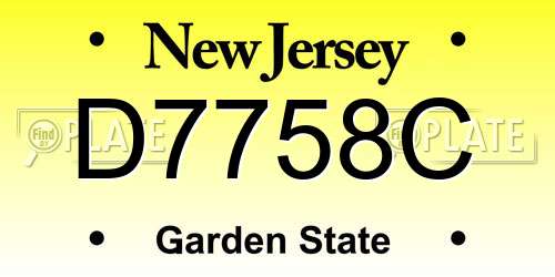 D7758C New Jersey License Plate