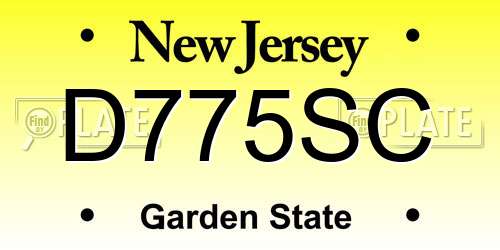 D775SC New Jersey License Plate