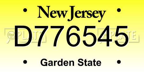 D776545 New Jersey License Plate