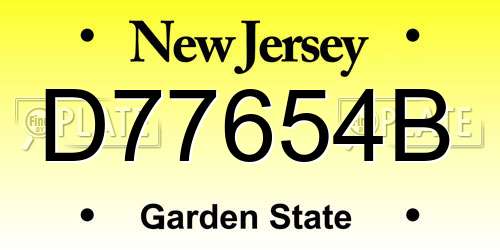 D77654B New Jersey License Plate