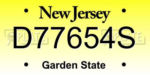 D77654S New Jersey License Plate
