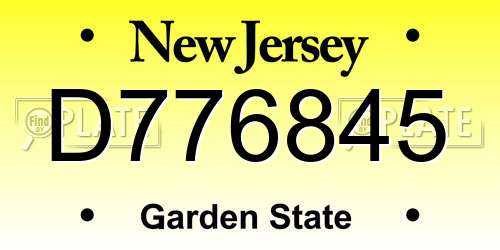 D776845 New Jersey License Plate