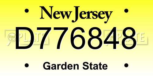 D776848 New Jersey License Plate