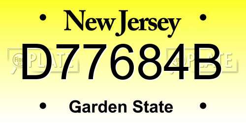D77684B New Jersey License Plate