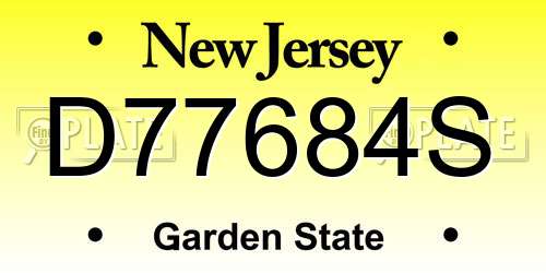 D77684S New Jersey License Plate