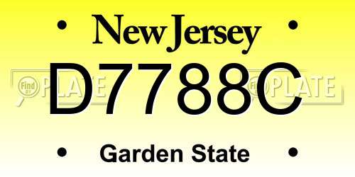 D7788C New Jersey License Plate