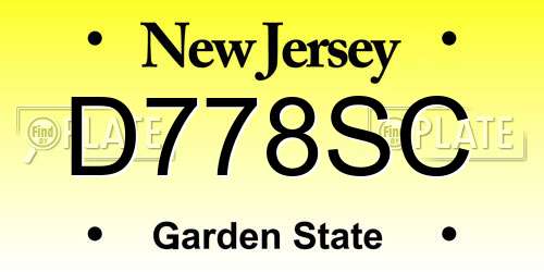 D778SC New Jersey License Plate