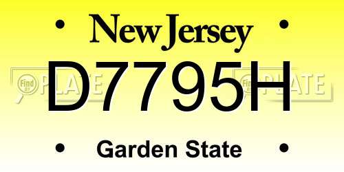 D7795H New Jersey License Plate