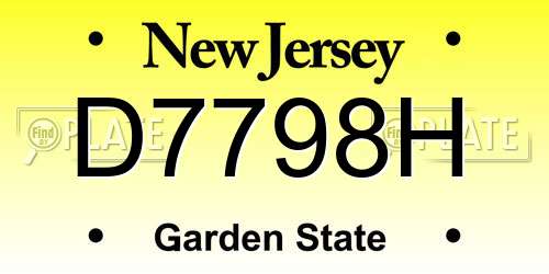 D7798H New Jersey License Plate