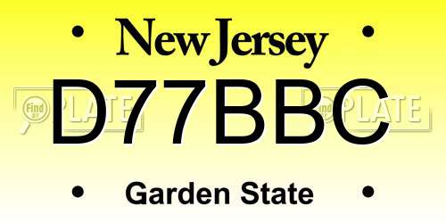 D77BBC New Jersey License Plate