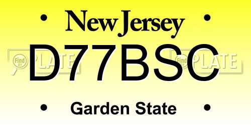 D77BSC New Jersey License Plate