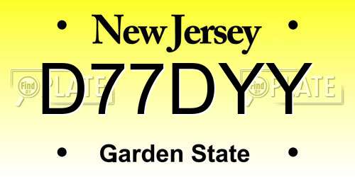 D77DYY New Jersey License Plate